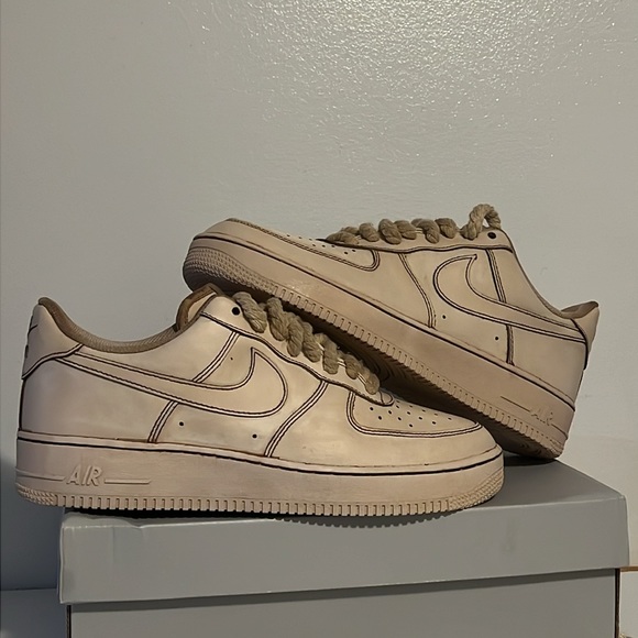 Custom Air Force 1 Coffee Dipped and Rope Laces Brand New - Picture 9 of 10